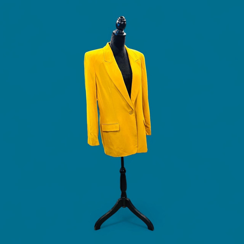 Preppy Retro Gold Yellow Vintage 90s 100% Wool CHAUS Blazer 16